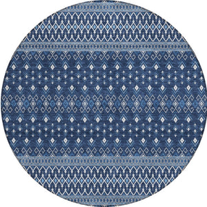 Homeroots 3' Brown Green And Olive Green Tribal Washable Area Rug For Indoor And Outdoor Spaces, Durable Design 8' Round Polyester 582574