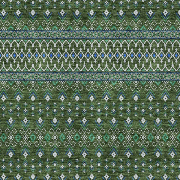 Homeroots 3' Brown Green And Olive Green Tribal Washable Area Rug For Indoor And Outdoor Spaces, Durable Design 3' X 5' Polyester 582578