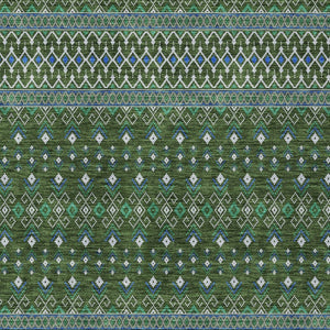 Homeroots 3' Brown Green And Olive Green Tribal Washable Area Rug For Indoor And Outdoor Spaces, Durable Design 5' X 8' Polyester 582579