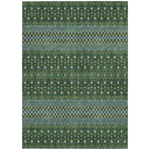 Homeroots 3' Brown Green And Olive Green Tribal Washable Area Rug For Indoor And Outdoor Spaces, Durable Design 8' X 10' Polyester 582581