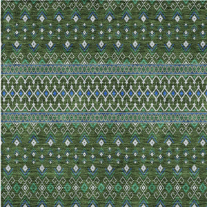 Homeroots 3' Brown Green And Olive Green Tribal Washable Area Rug For Indoor And Outdoor Spaces, Durable Design 10' X 14' Polyester 582583