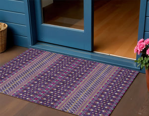 Homeroots 3' Brown Green And Olive Green Tribal Washable Area Rug For Indoor And Outdoor Spaces, Durable Design 3' X 5' Polyester 582584