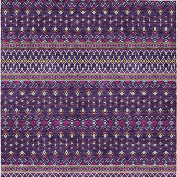 Homeroots 3' Brown Green And Olive Green Tribal Washable Area Rug For Indoor And Outdoor Spaces, Durable Design 9' X 12' Polyester 582588