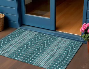 Homeroots 3' Brown Green And Olive Green Tribal Washable Area Rug For Indoor And Outdoor Spaces, Durable Design 3' X 5' Polyester 582590