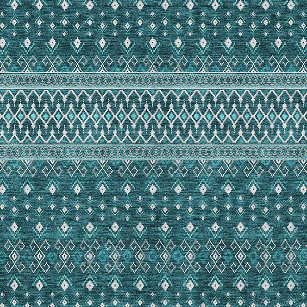 Homeroots 3' Brown Green And Olive Green Tribal Washable Area Rug For Indoor And Outdoor Spaces, Durable Design 3' X 5' Polyester 582590