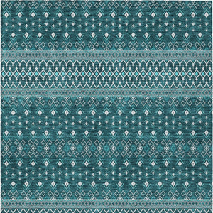 Homeroots 3' Brown Green And Olive Green Tribal Washable Area Rug For Indoor And Outdoor Spaces, Durable Design 5' X 8' Polyester 582591