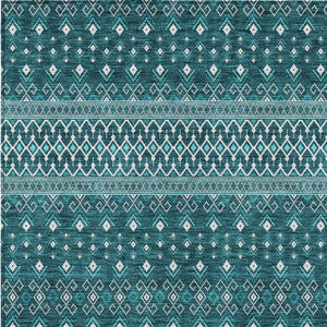 Homeroots 3' Brown Green And Olive Green Tribal Washable Area Rug For Indoor And Outdoor Spaces, Durable Design 10' X 14' Polyester 582595