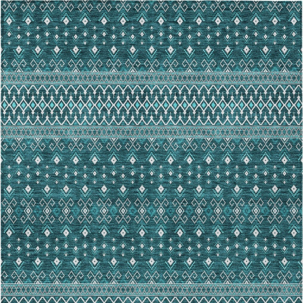 Homeroots 3' Brown Green And Olive Green Tribal Washable Area Rug For Indoor And Outdoor Spaces, Durable Design 10' X 14' Polyester 582595