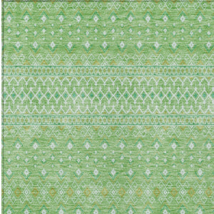 Homeroots 3' Stylish Green And Mint Tribal Washable Area Rug For Indoor And Outdoor Spaces, Durable Design 3' X 5' Polyester 582596