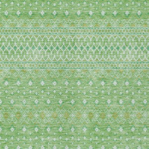 Homeroots 3' Stylish Green And Mint Tribal Washable Area Rug For Indoor And Outdoor Spaces, Durable Design 5' X 8' Polyester 582597