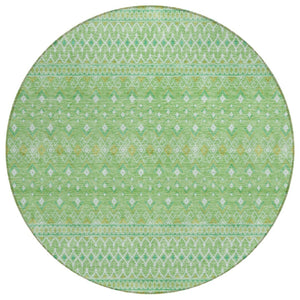 HomeRoots 5' Vibrant Green and Mint Tribal Area Rug – Durable, Washable, Stylish for Indoor and Outdoor Use 8' Round 582598