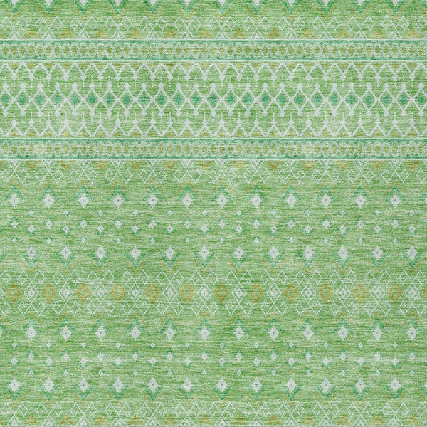 Homeroots 3' Stylish Green And Mint Tribal Washable Area Rug For Indoor And Outdoor Spaces, Durable Design 8' X 10' Polyester 582599