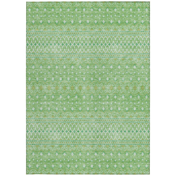 Homeroots 3' Stylish Green And Mint Tribal Washable Area Rug For Indoor And Outdoor Spaces, Durable Design 8' X 10' Polyester 582599