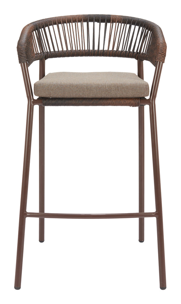 Zuo Modern Skye Barstool Set Of 2 - Durable Brown Outdoor Seating With Modern Design For Versatile Spaces Brown 100% Olefin,Steel,100% Polyethylene 704166-zuo-modern