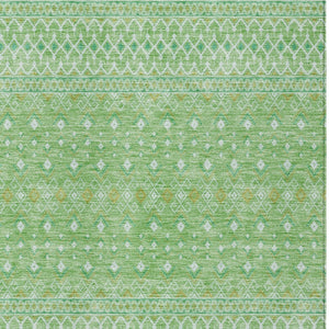 Homeroots 3' Stylish Green And Mint Tribal Washable Area Rug For Indoor And Outdoor Spaces, Durable Design 9' X 12' Polyester 582600