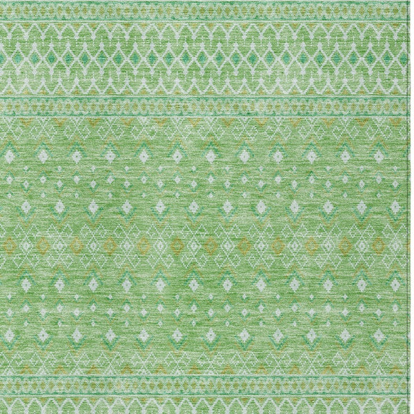 Homeroots 3' Stylish Green And Mint Tribal Washable Area Rug For Indoor And Outdoor Spaces, Durable Design 9' X 12' Polyester 582600