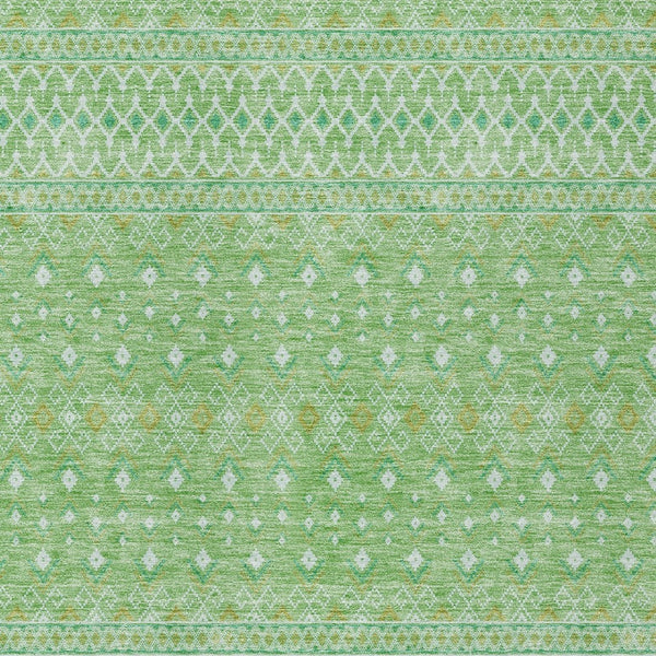 Homeroots 3' Stylish Green And Mint Tribal Washable Area Rug For Indoor And Outdoor Spaces, Durable Design 10' X 14' Polyester 582601
