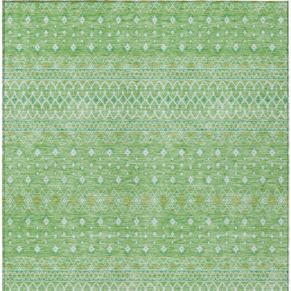 Homeroots 3' Stylish Green And Mint Tribal Washable Area Rug For Indoor And Outdoor Spaces, Durable Design 10' X 14' Polyester 582601