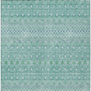 Homeroots 3' Stylish Green And Mint Tribal Washable Area Rug For Indoor And Outdoor Spaces, Durable Design 3' X 5' Polyester 582602