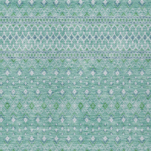 Homeroots 3' Stylish Green And Mint Tribal Washable Area Rug For Indoor And Outdoor Spaces, Durable Design 8' X 10' Polyester 582605