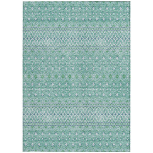 Homeroots 3' Stylish Green And Mint Tribal Washable Area Rug For Indoor And Outdoor Spaces, Durable Design 8' X 10' Polyester 582605