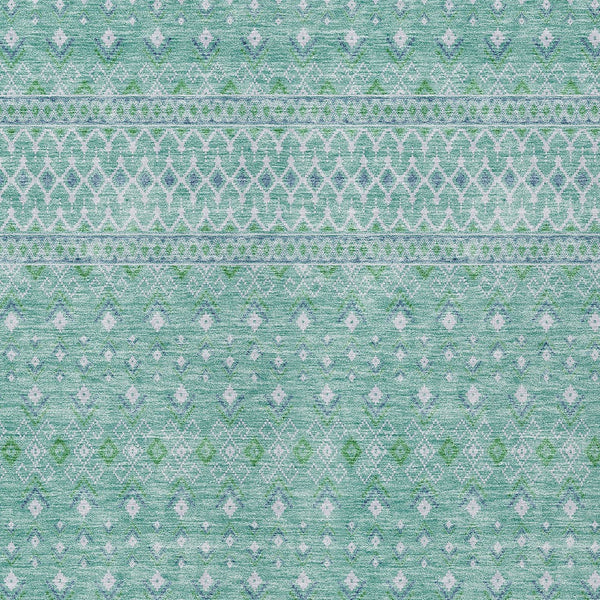 Homeroots 3' Stylish Green And Mint Tribal Washable Area Rug For Indoor And Outdoor Spaces, Durable Design 9' X 12' Polyester 582606