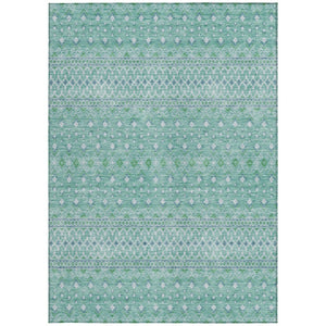 HomeRoots 9' Aqua Teal Blue and Ivory Tribal Washable Area Rug - Durable Indoor/Outdoor Style for Every Space 9' X 12' 582606
