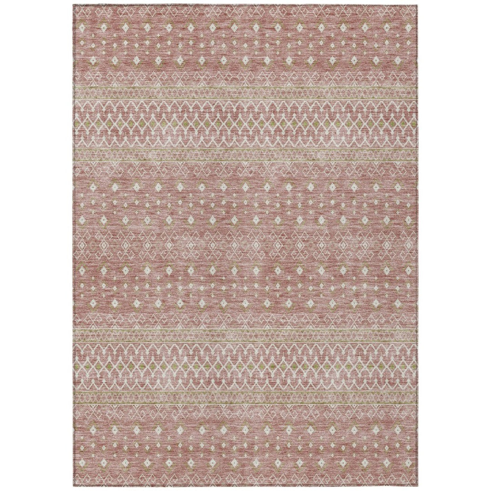 HomeRoots 9' Blush Gold and Ivory Tribal Indoor Outdoor Area Rug - Durable, Stylish & Easy to Clean for Any Space 9' X 12' 582612