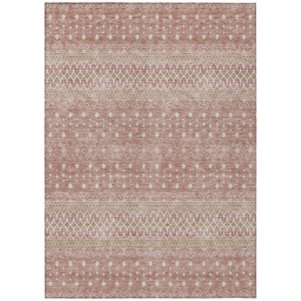 HomeRoots 9' Blush Gold and Ivory Tribal Indoor Outdoor Area Rug - Durable, Stylish & Easy to Clean for Any Space 9' X 12' 582612