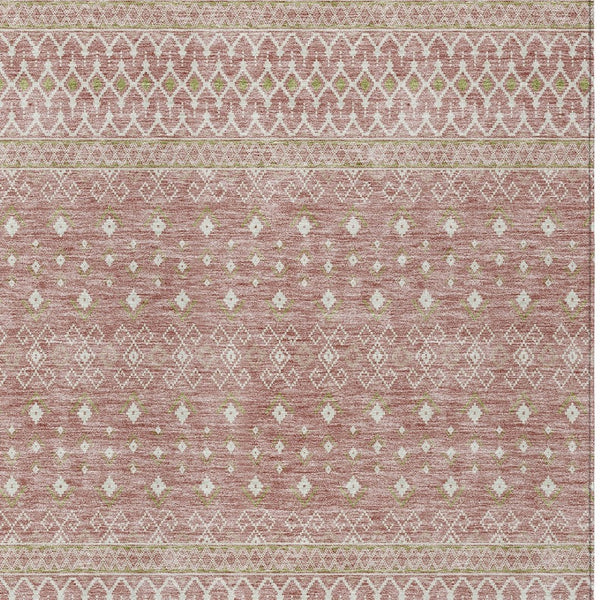 Homeroots 3' Stylish Green And Mint Tribal Washable Area Rug For Indoor And Outdoor Spaces, Durable Design 9' X 12' Polyester 582612