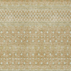 Homeroots 3' Stylish Green And Mint Tribal Washable Area Rug For Indoor And Outdoor Spaces, Durable Design 5' X 8' Polyester 582615