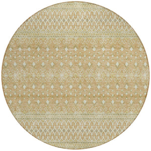 Homeroots 3' Stylish Green And Mint Tribal Washable Area Rug For Indoor And Outdoor Spaces, Durable Design 8' Round Polyester 582616
