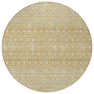 Homeroots 3' Stylish Green And Mint Tribal Washable Area Rug For Indoor And Outdoor Spaces, Durable Design 8' Round Polyester 582616