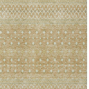Homeroots 3' Stylish Green And Mint Tribal Washable Area Rug For Indoor And Outdoor Spaces, Durable Design 8' X 10' Polyester 582617