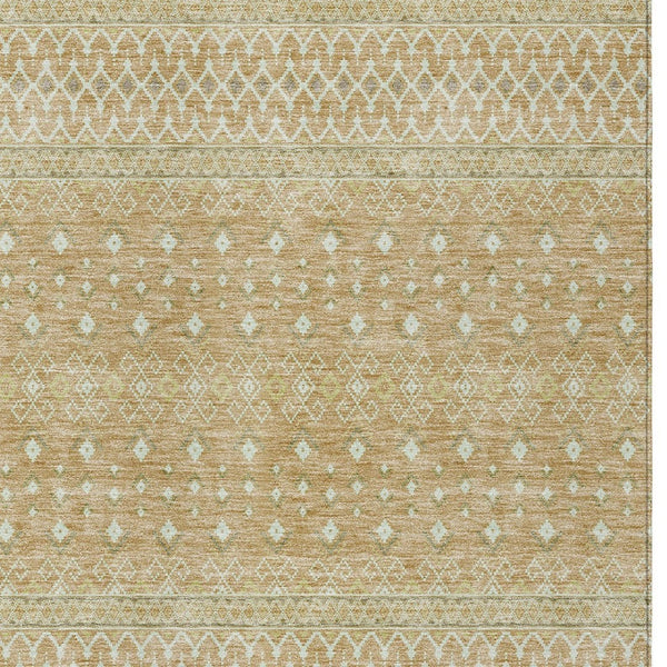 Homeroots 3' Stylish Green And Mint Tribal Washable Area Rug For Indoor And Outdoor Spaces, Durable Design 8' X 10' Polyester 582617