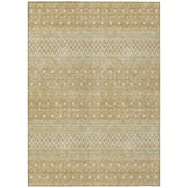 HomeRoots 9' Tribal Indoor/Outdoor Area Rug in Copper, Ivory & Olive Green - Durable, Washable, Stylish Design 9' X 12' 582618