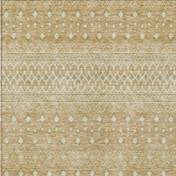 Homeroots 3' Stylish Green And Mint Tribal Washable Area Rug For Indoor And Outdoor Spaces, Durable Design 10' X 14' Polyester 582619