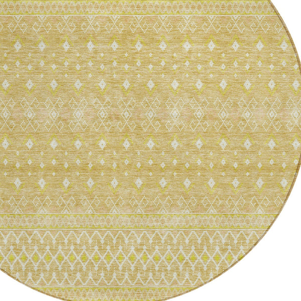 Homeroots 3' Stylish Green And Mint Tribal Washable Area Rug For Indoor And Outdoor Spaces, Durable Design 8' Round Polyester 582622