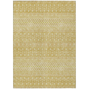 HomeRoots 5' Gold Ivory and Taupe Tribal Area Rug - Durable, Washable, Perfect for Indoor or Outdoor Spaces 8' X 10' 582623