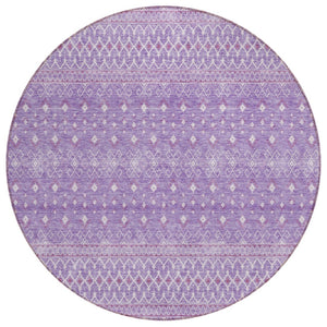 HomeRoots 5' Stylish Lavender and Purple Tribal Washable Area Rug for Indoor and Outdoor High-Traffic Use 8' Round 582628
