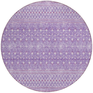 Homeroots 3' Stylish Green And Mint Tribal Washable Area Rug For Indoor And Outdoor Spaces, Durable Design 8' Round Polyester 582628