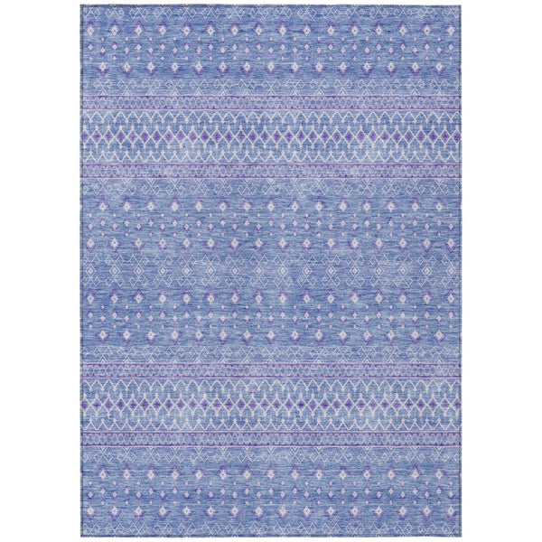HomeRoots 9' Vibrant Tribal Area Rug in Sky Blue, Purple & Ivory - Washable & Durable for Indoor/Outdoor Use 9' X 12' 582636