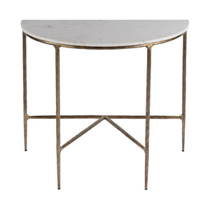 Butler Specialty Evelyn Console Table: Timeless Demilune Design With Exquisite Marble Top And Elegant Brass Legs White Iron,Banswara Marble 5826389-butler