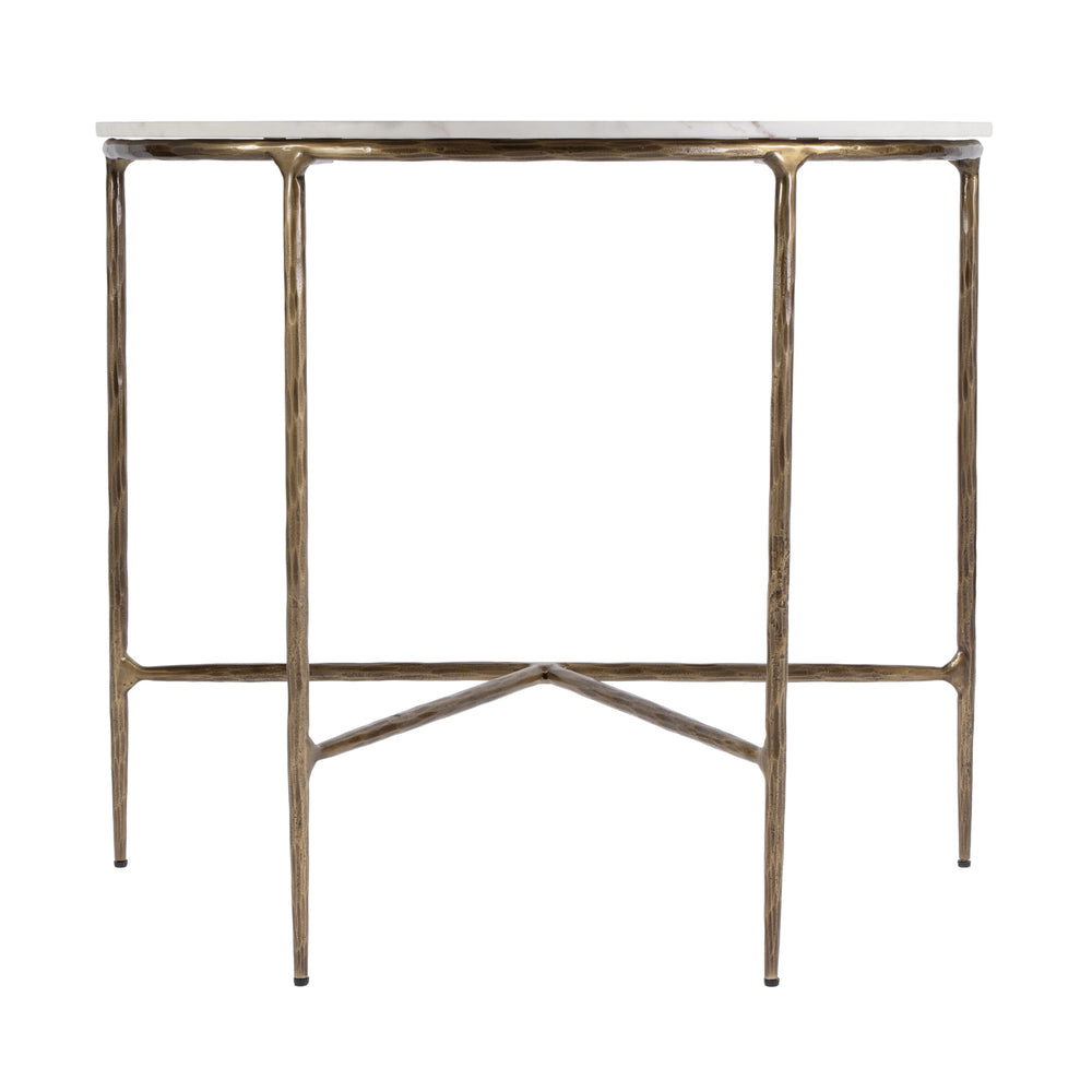 Butler Specialty Evelyn Console Table: Timeless Demilune Design With Exquisite Marble Top And Elegant Brass Legs White Iron,Banswara Marble 5826389-butler