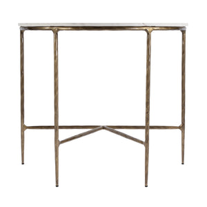 Butler Specialty Evelyn Console Table: Timeless Demilune Design With Exquisite Marble Top And Elegant Brass Legs White Iron,Banswara Marble 5826389-butler