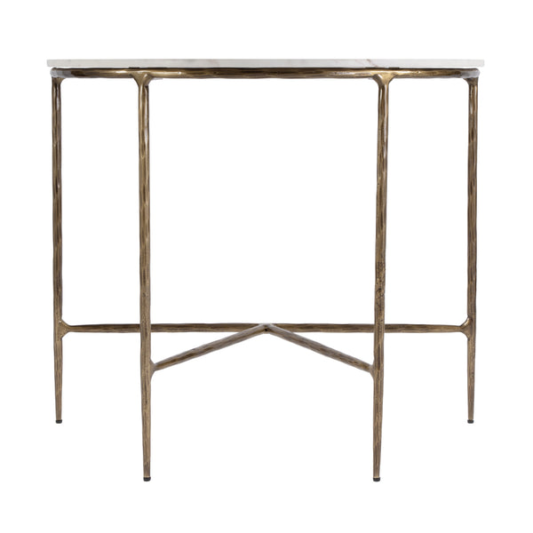 Butler Specialty Evelyn Console Table: Timeless Demilune Design With Exquisite Marble Top And Elegant Brass Legs White Iron,Banswara Marble 5826389-butler