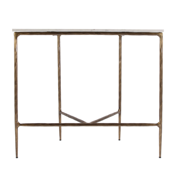 Butler Specialty Evelyn Console Table: Timeless Demilune Design With Exquisite Marble Top And Elegant Brass Legs White Iron,Banswara Marble 5826389-butler