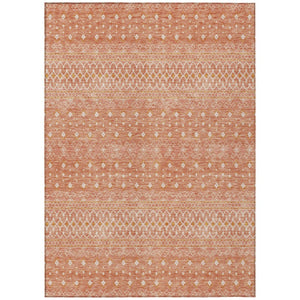 HomeRoots 9' Salmon Gold and Ivory Tribal Area Rug - Stylish, Washable, Indoor-Outdoor Durable Design for All Spaces 9' X 12' 582642