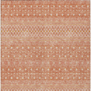 HomeRoots 9' Salmon Gold and Ivory Tribal Area Rug - Stylish, Washable, Indoor-Outdoor Durable Design for All Spaces 9' X 12' 582642