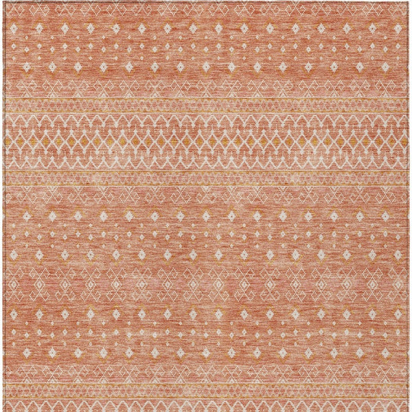 HomeRoots 9' Salmon Gold and Ivory Tribal Area Rug - Stylish, Washable, Indoor-Outdoor Durable Design for All Spaces 9' X 12' 582642